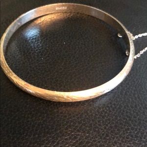 Engraved Silver Bangle Bracelet